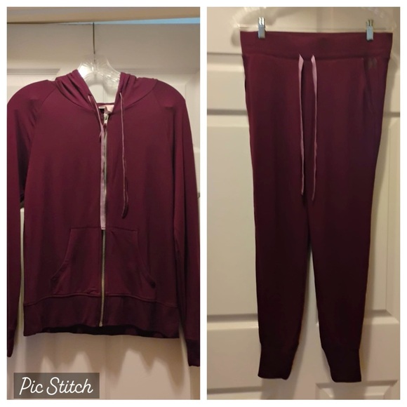 Victoria’s Secret Matching Track Suit Hoodie Pants Plum Purple Size S - Picture 1 of 12
